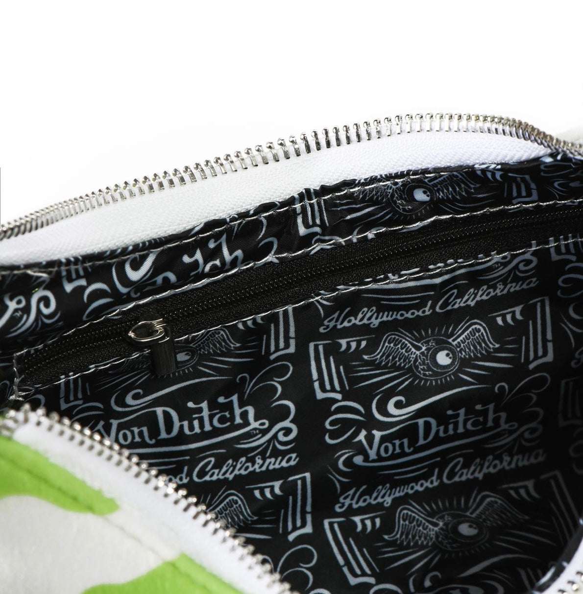 Von Dutch lime cow print shoulder bag