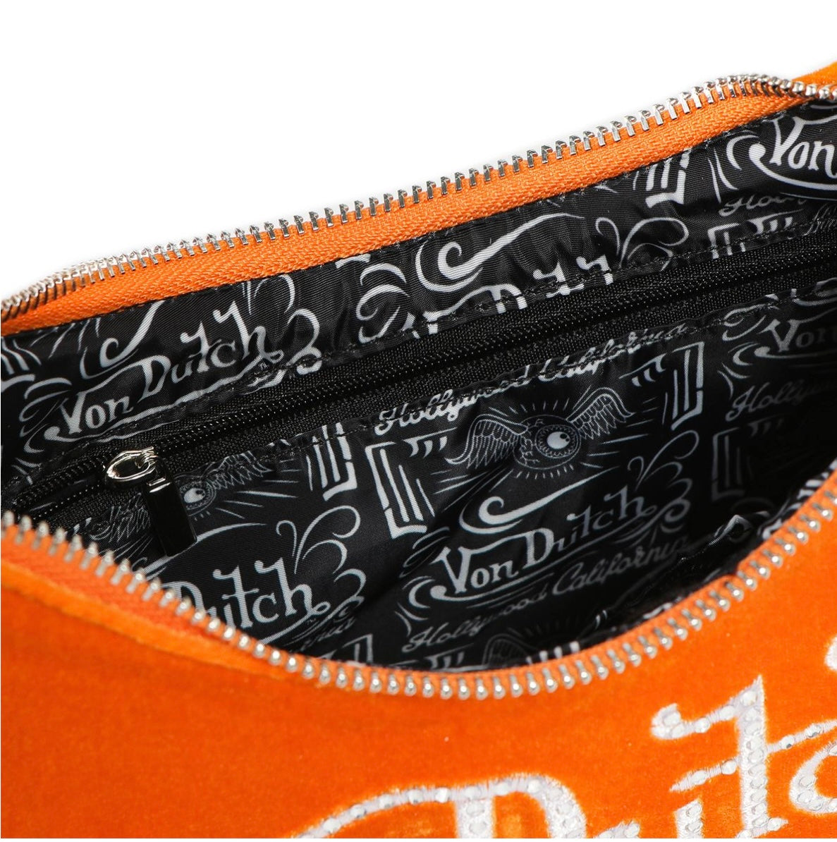 Von Dutch orange and white shoulder bag