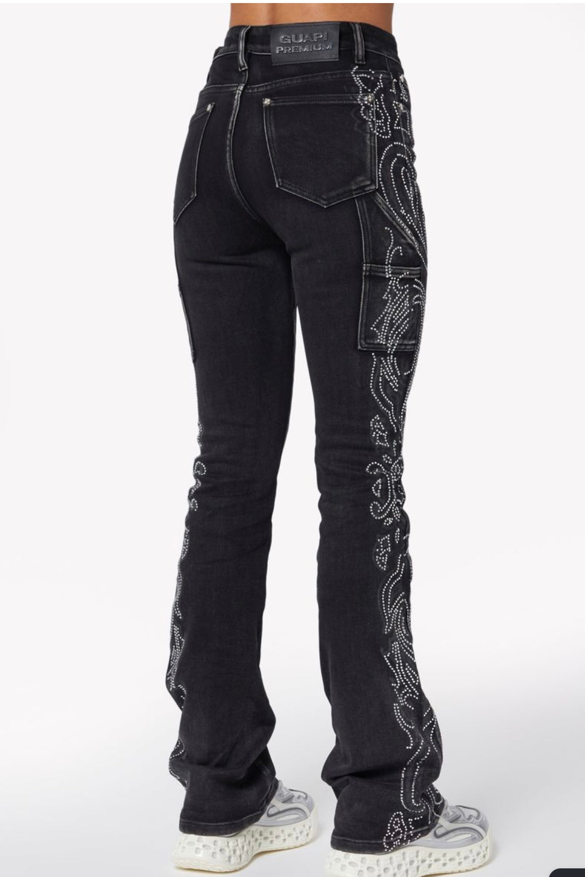 Black diamond paisley denim