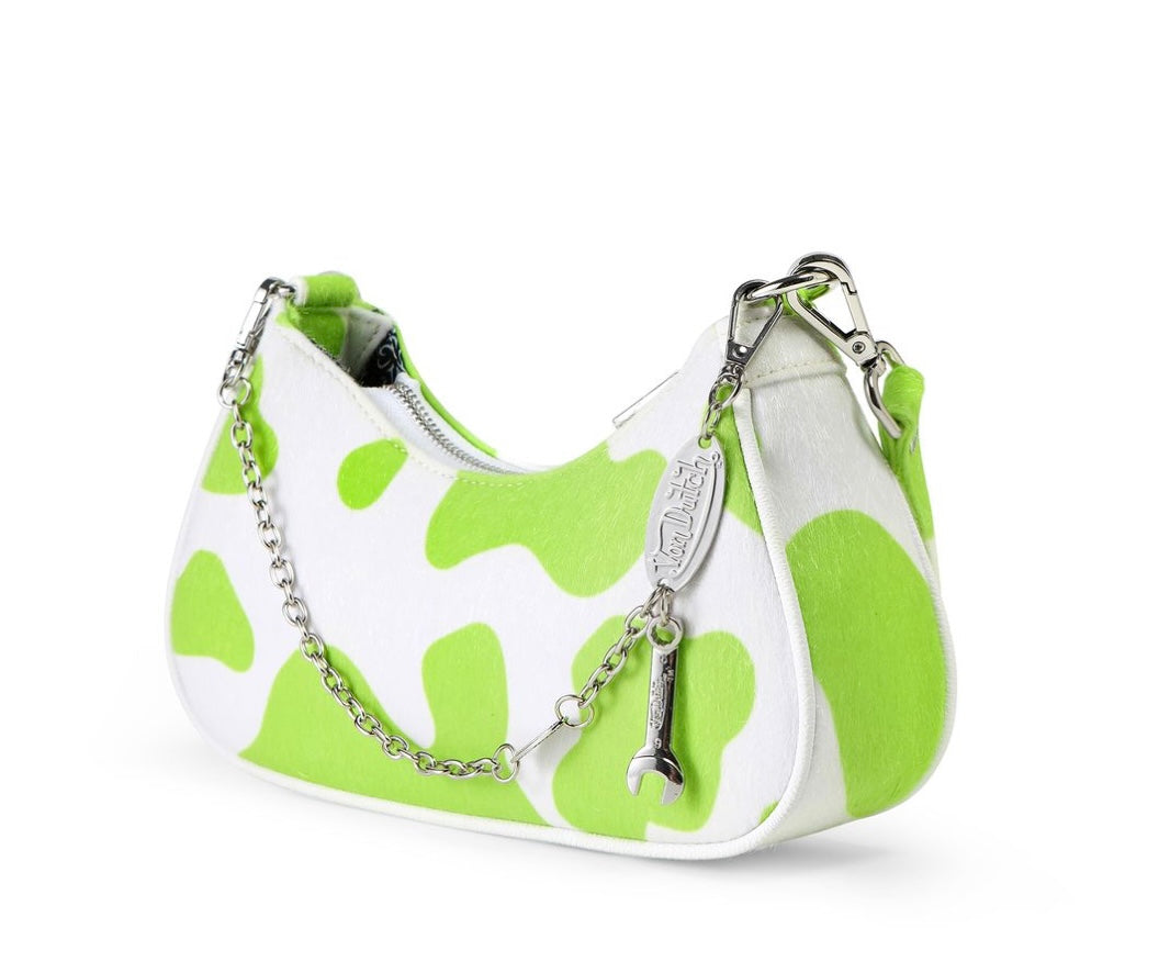 Von Dutch lime cow print shoulder bag