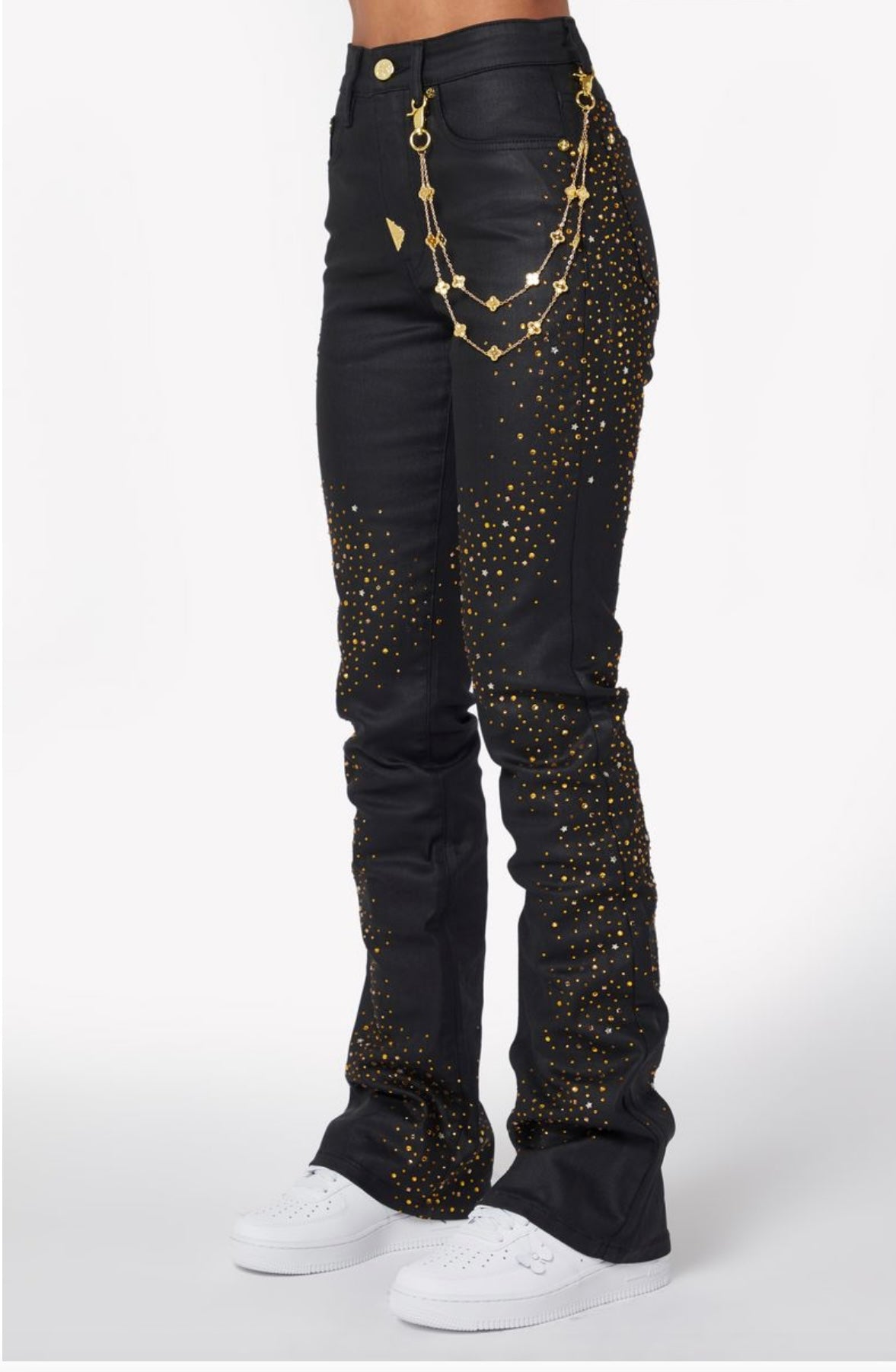 Waxed gold/silver dust denim