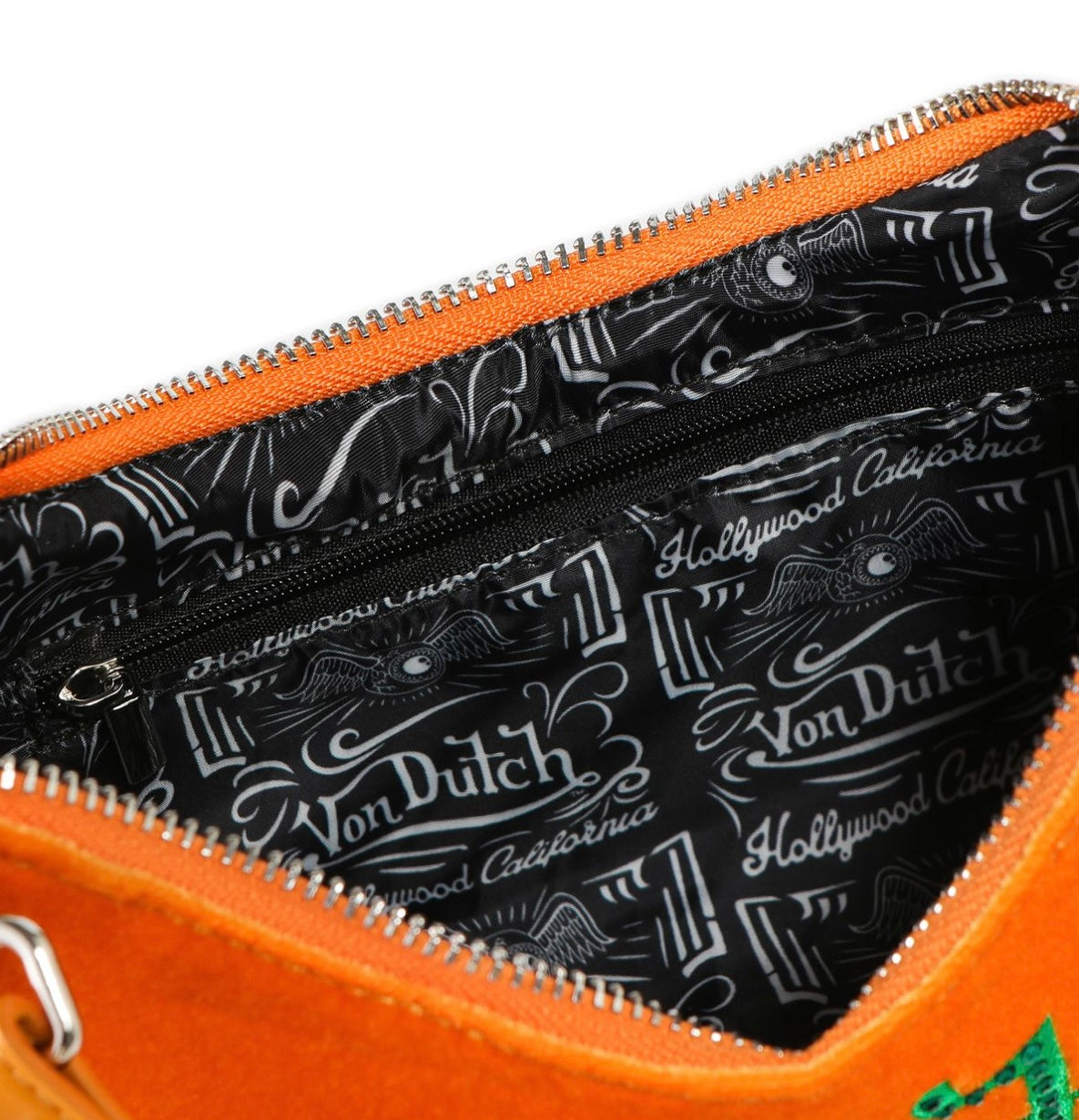 Von dutch orange and green shoulder bag