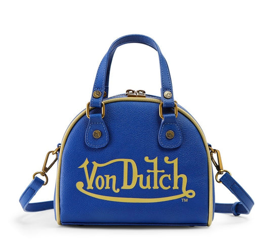 Von Dutch blue and gold bowling bag