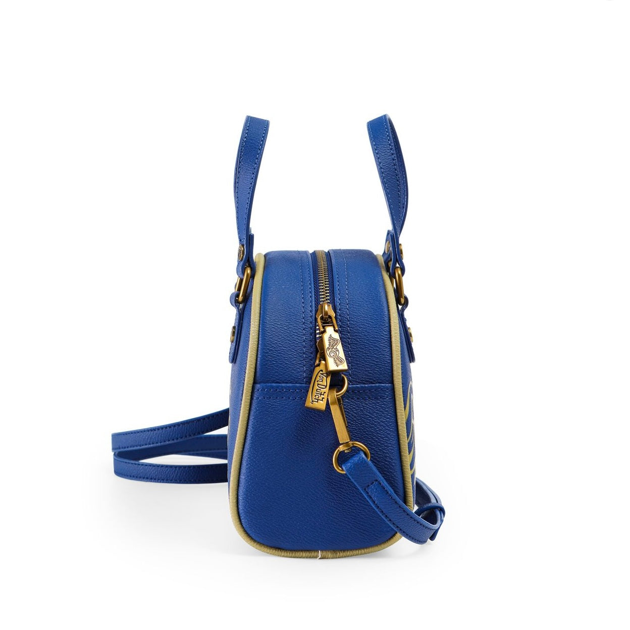 Von Dutch blue and gold bowling bag