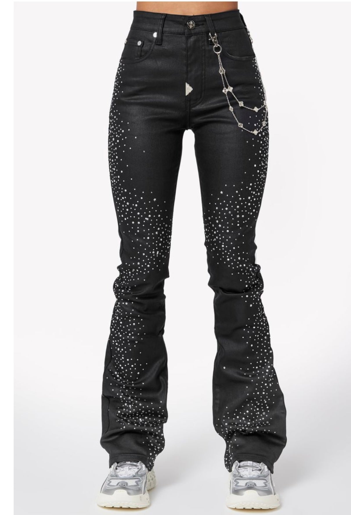 Waxed gold/silver dust denim