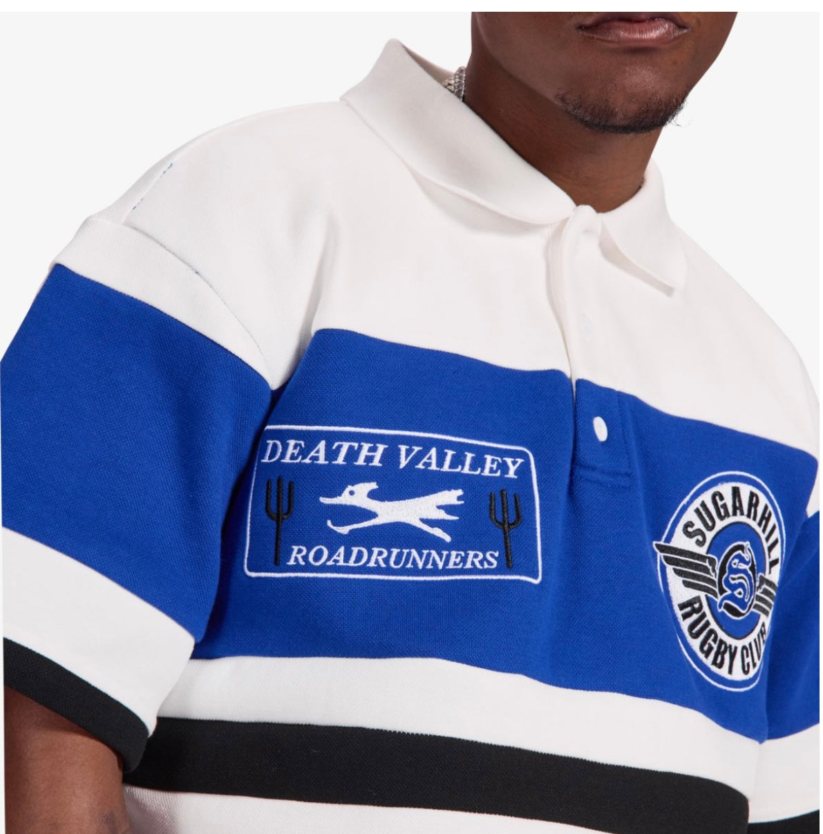 “Roadrunners” box-fit rugby polo
