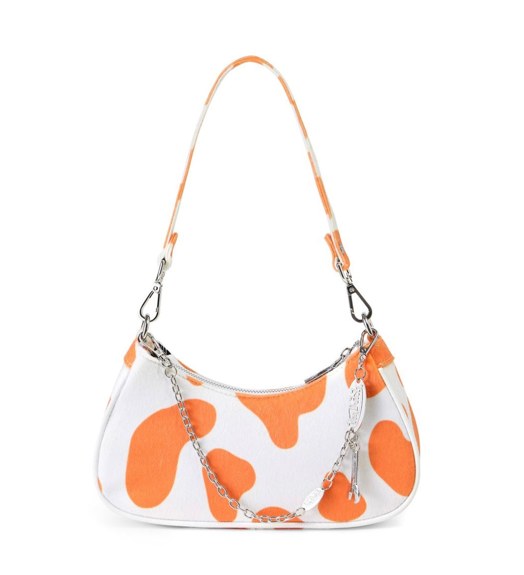 Von Dutch orange cow print shoulder bag