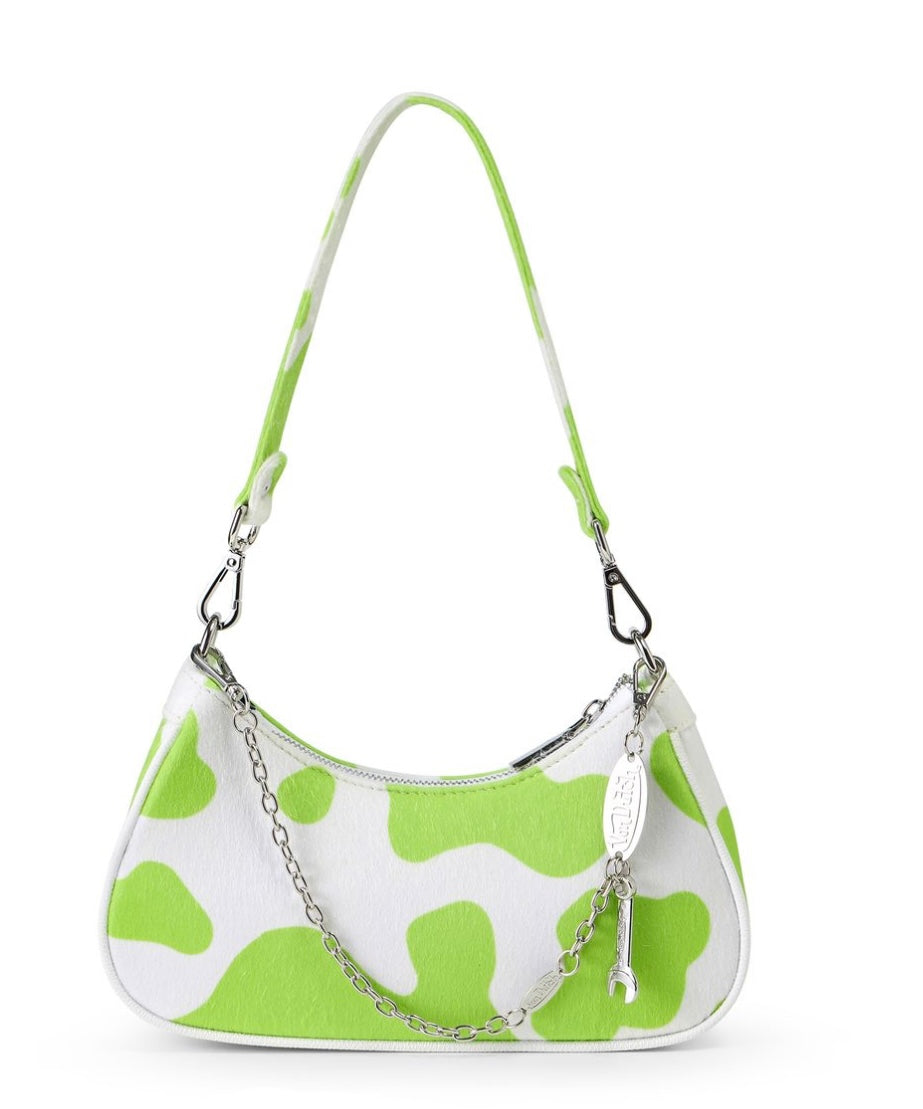 Von Dutch lime cow print shoulder bag
