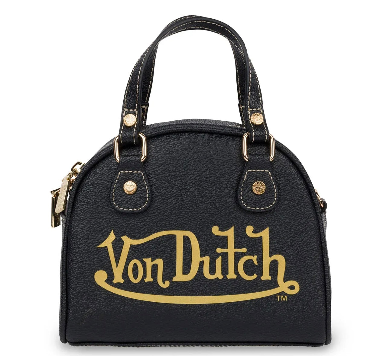 Von Dutch black and gold bowling bag