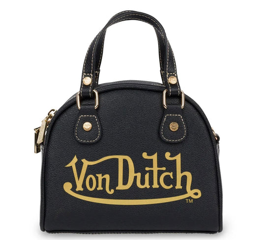 Von Dutch black and gold bowling bag