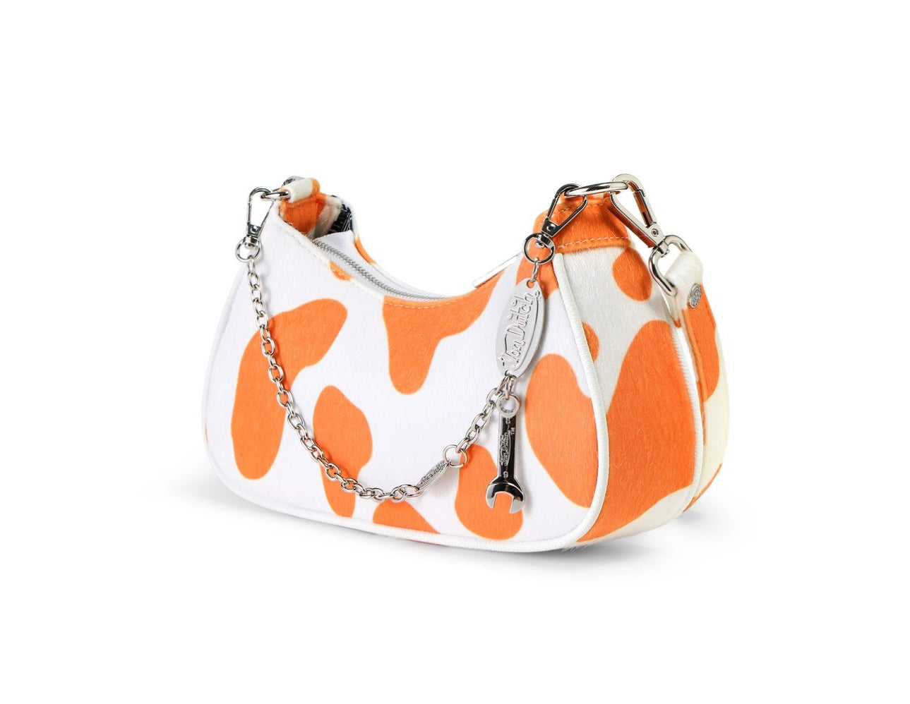 Von Dutch orange cow print shoulder bag
