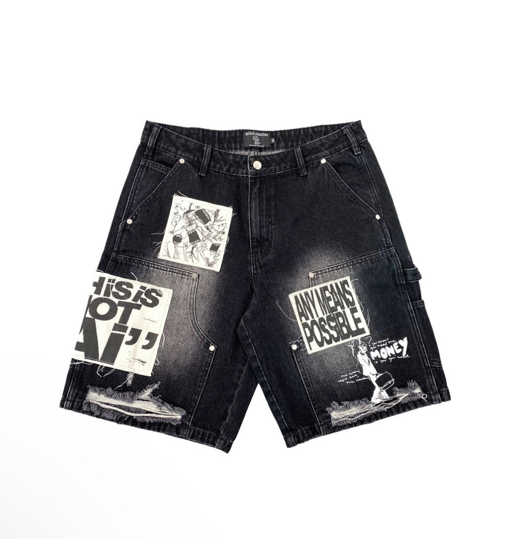 “AI” Denim shorts