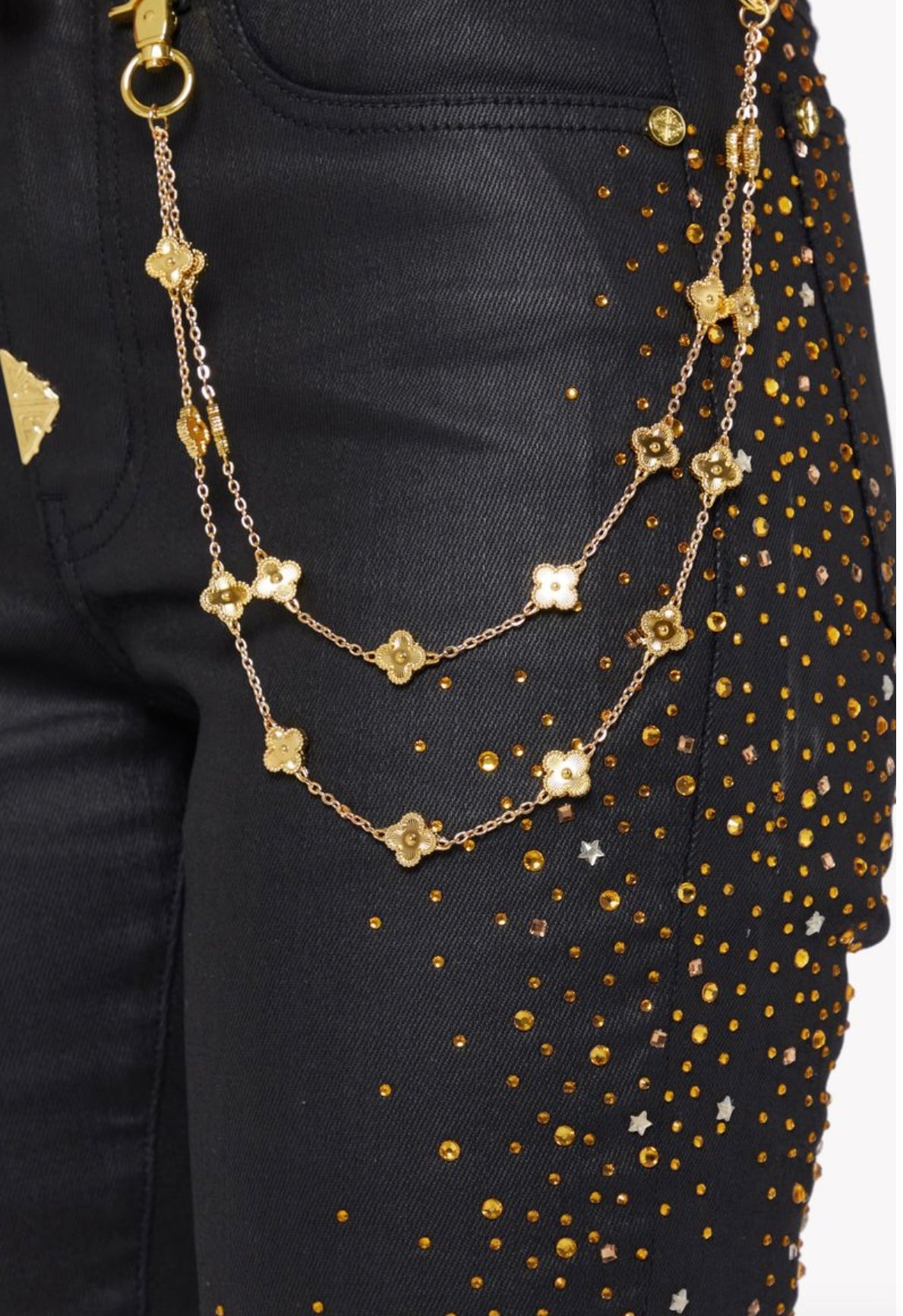 Waxed gold/silver dust denim