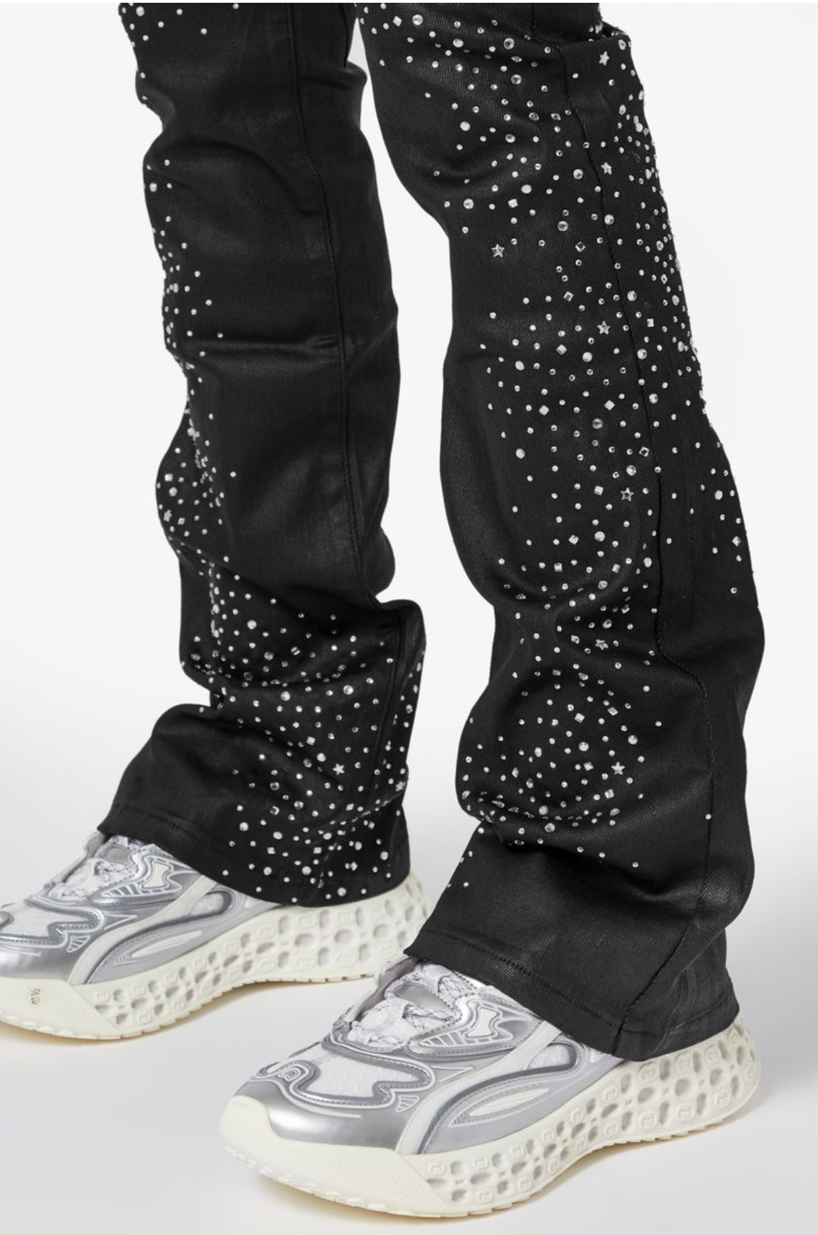 Waxed gold/silver dust denim