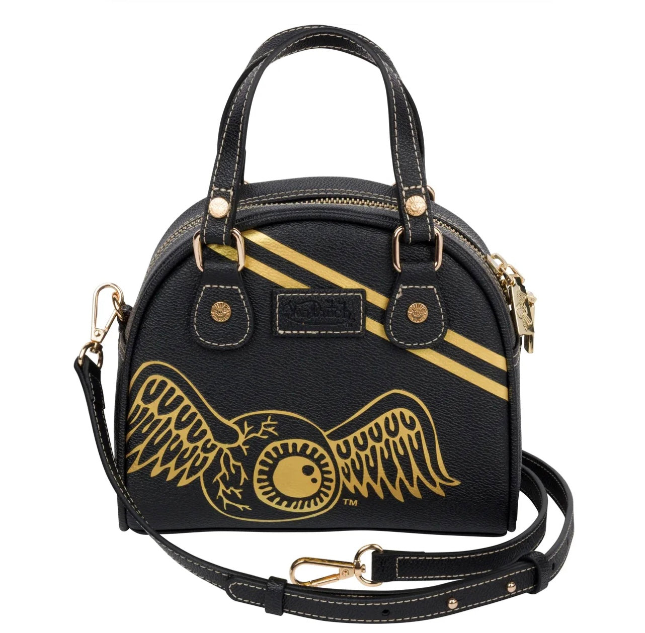 Von Dutch black and gold bowling bag