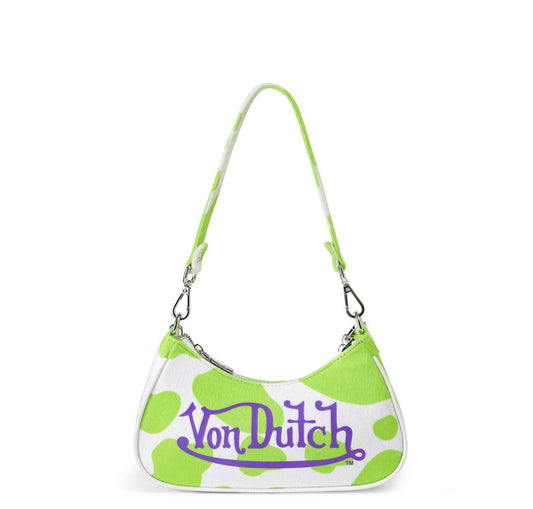 Von Dutch lime cow print shoulder bag