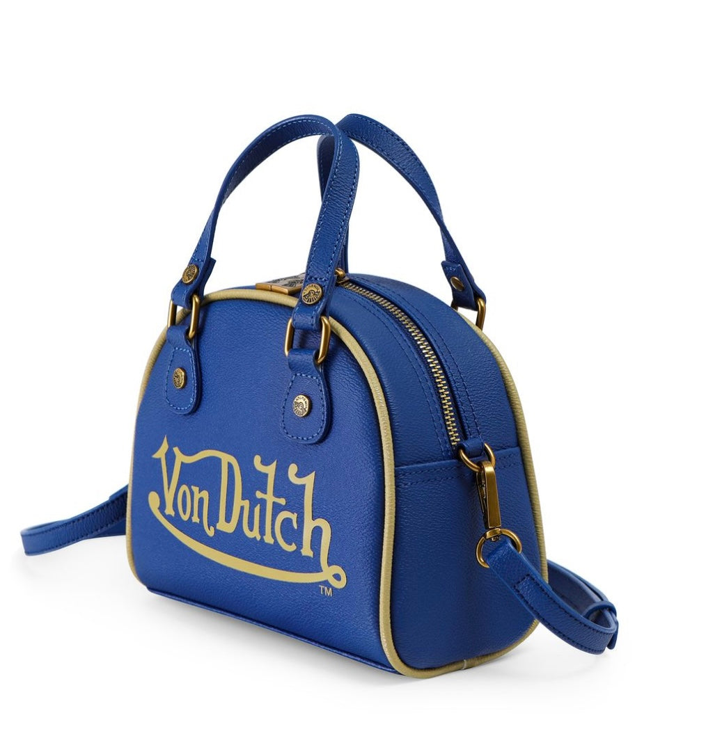 Von Dutch blue and gold bowling bag