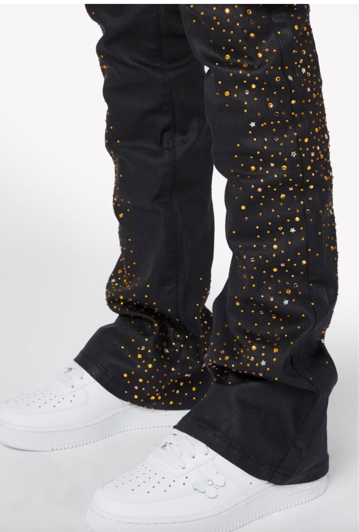 Waxed gold/silver dust denim
