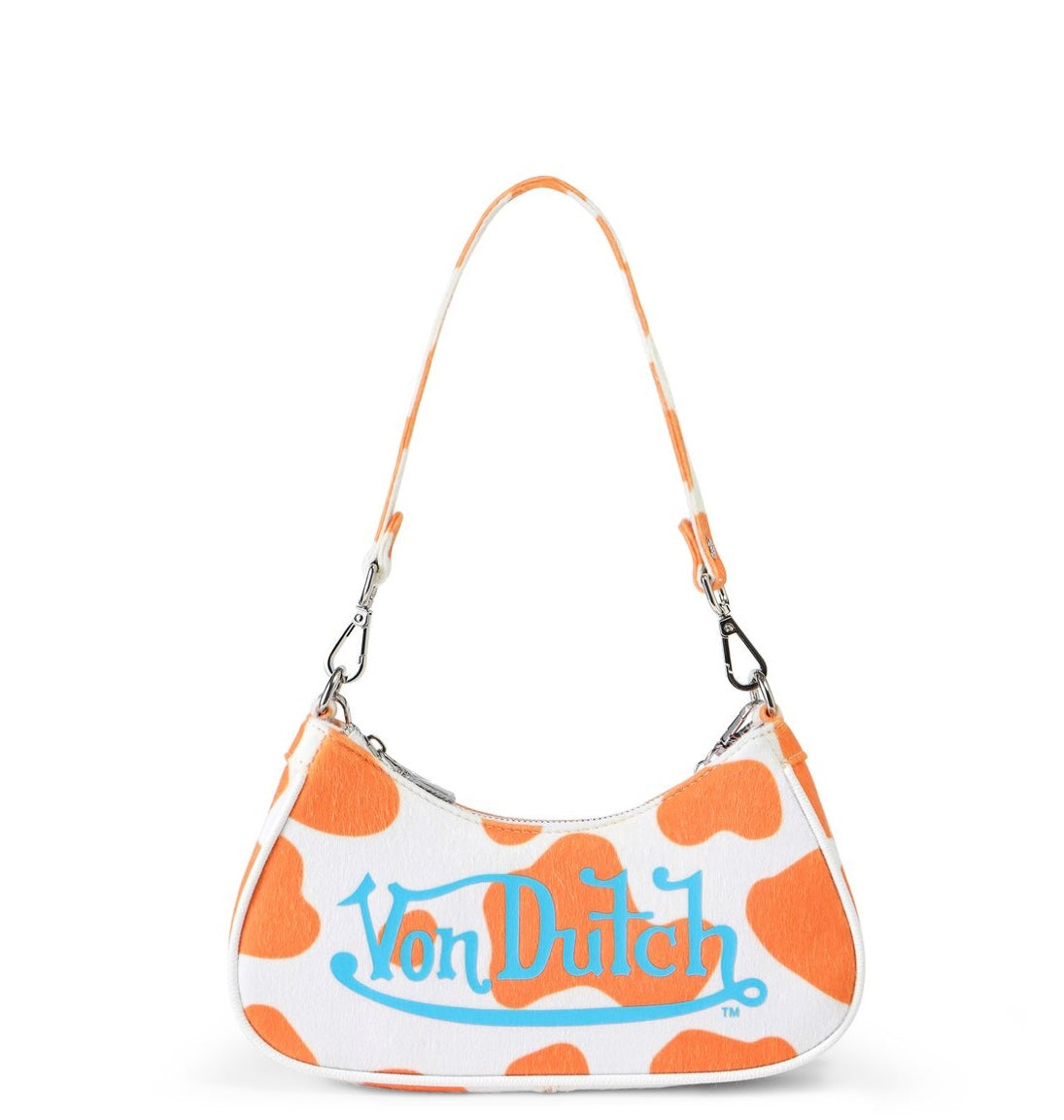 Von Dutch orange cow print shoulder bag